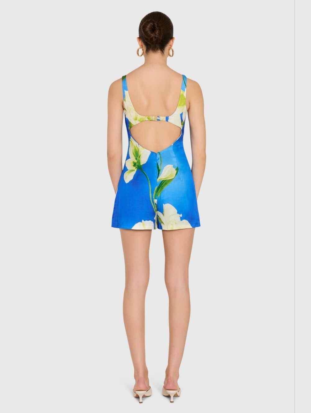 Amanda Uprichard x Revolve Francie Mini Romper in Blue Floral Mallorca - Sz Sml - Picture 6 of 15